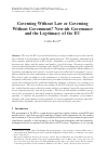 Scholarly article on topic 'Governing Without Law or Governing Without Government? New-ish Governance and the Legitimacy of the EU'