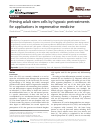 Scholarly article on topic 'Priming adult stem cells by hypoxic pretreatments for applications in regenerative medicine'
