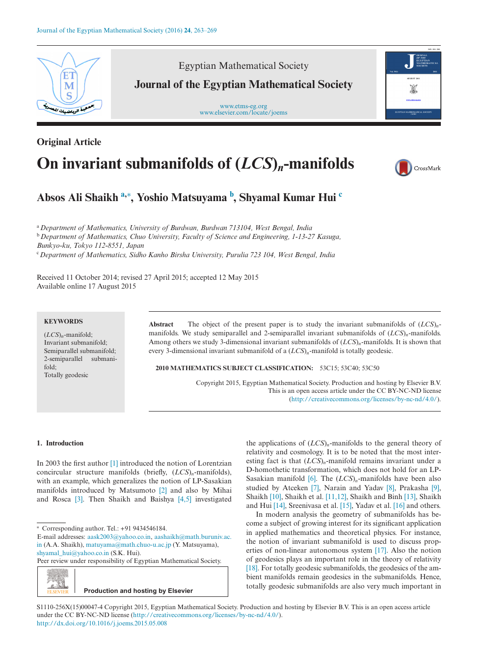 On Invariant Submanifolds Of Lcs N Manifolds Topic Of Research Paper In Physical Sciences Download Scholarly Article Pdf And Read For Free On Cyberleninka Open Science Hub