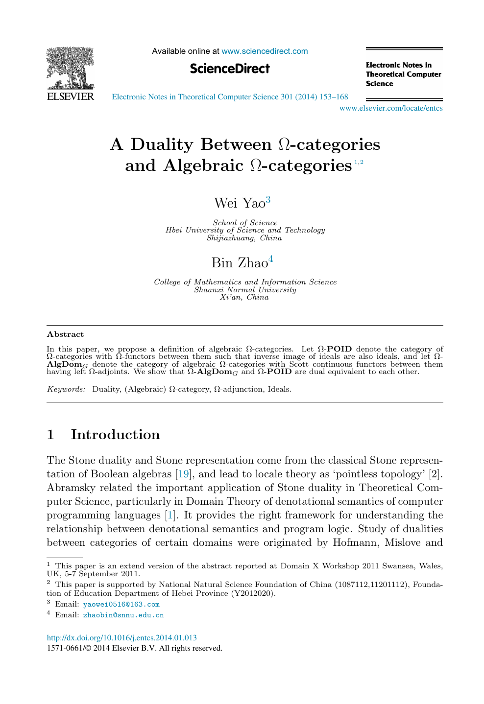 A Duality Between ω Categories And Algebraic ω Categories - 