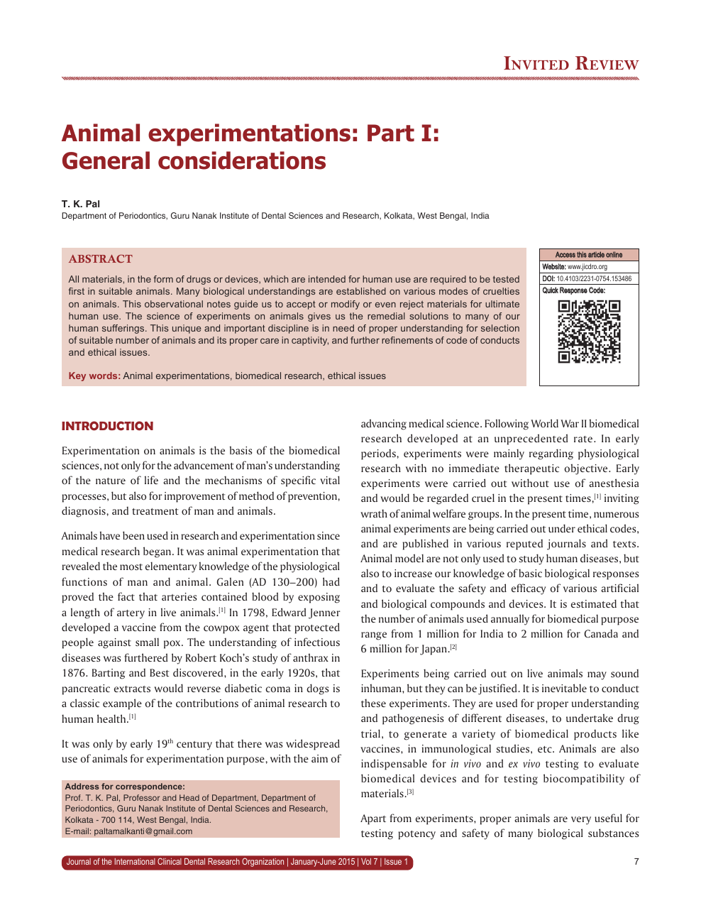 Animal experimentations: Part I: General considerations – topic of research  paper in Veterinary science. Download scholarly article PDF and read for  free on CyberLeninka open science hub.