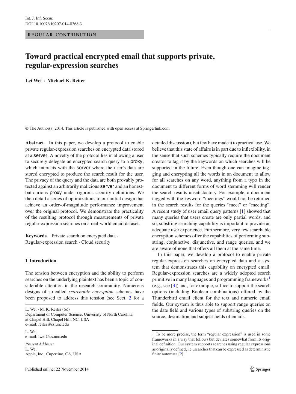 Toward Practical Encrypted Email That Supports Private Regular Expression Searches Topic Of Research Paper In Computer And Information Sciences Download Scholarly Article Pdf And Read For Free On Cyberleninka Open Science Hub