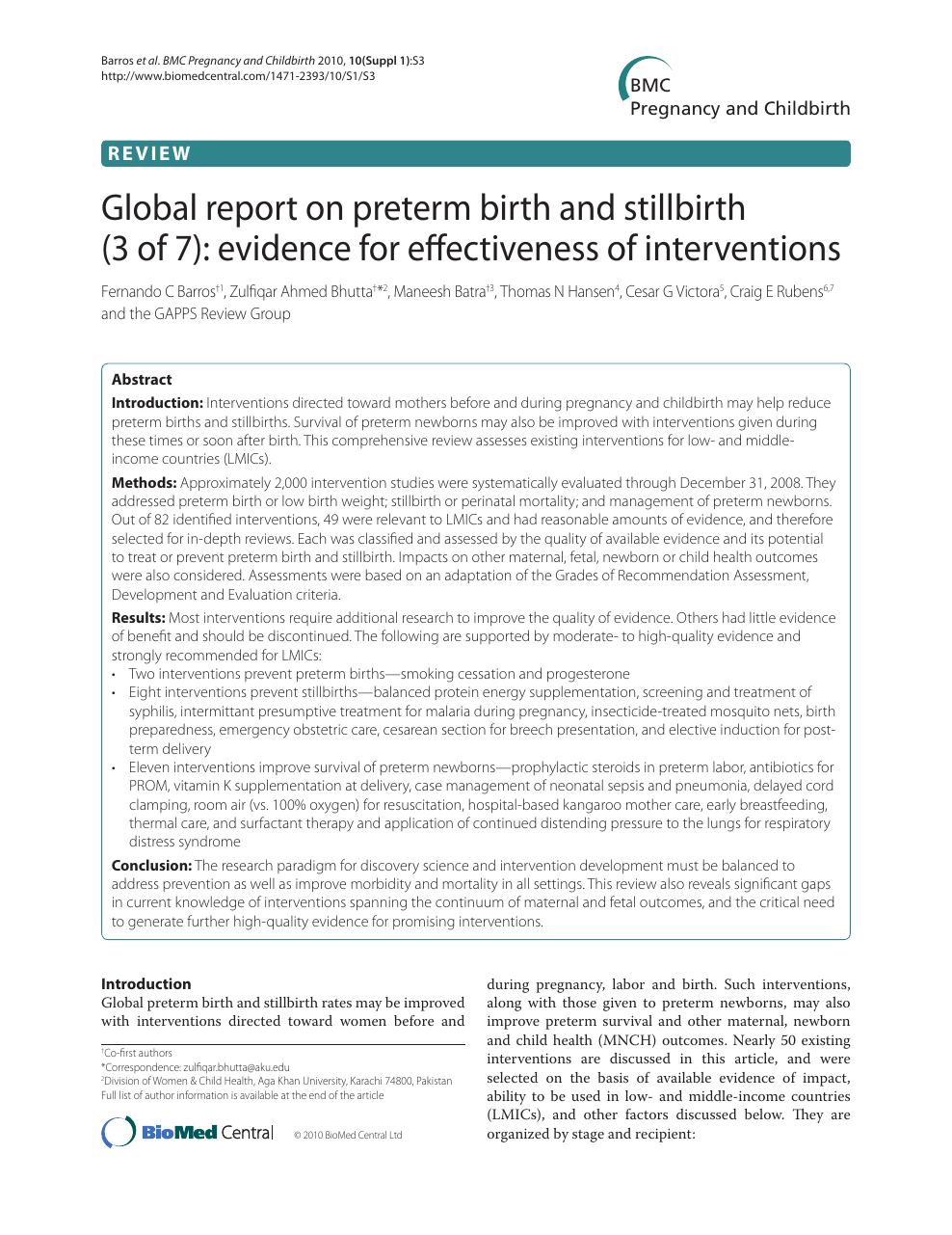 Global Report On Preterm Birth And Stillbirth 3 Of 7 Evidence