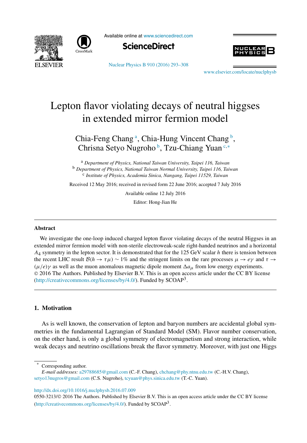Lepton Flavor Violating Decays Of Neutral Higgses In Extended Mirror Fermion Model Topic Of Research Paper In Physical Sciences Download Scholarly Article Pdf And Read For Free On Cyberleninka Open Science