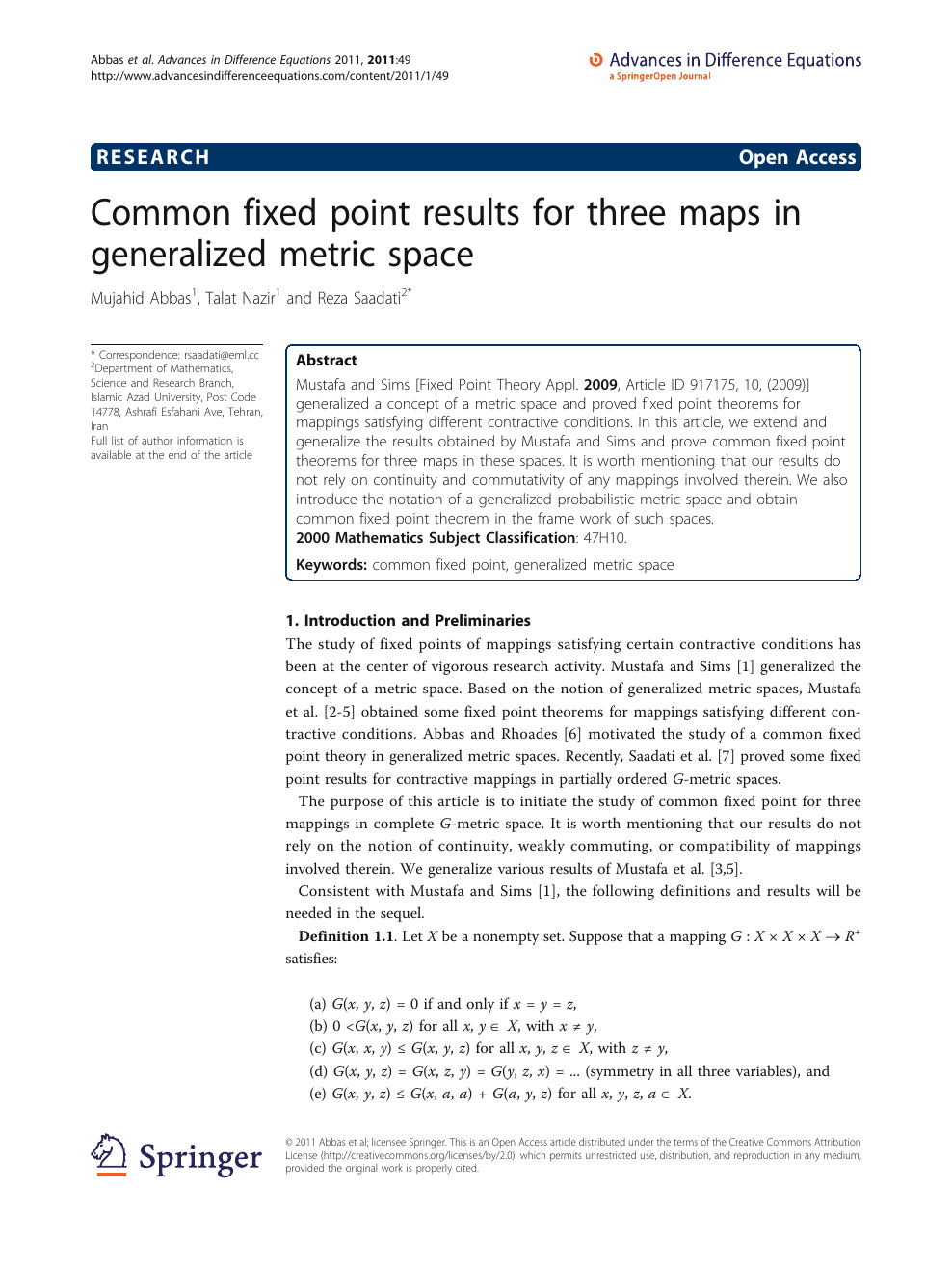 Common Fixed Point Results For Three Maps In Generalized Metric Space Topic Of Research Paper In Mathematics Download Scholarly Article Pdf And Read For Free On Cyberleninka Open Science Hub