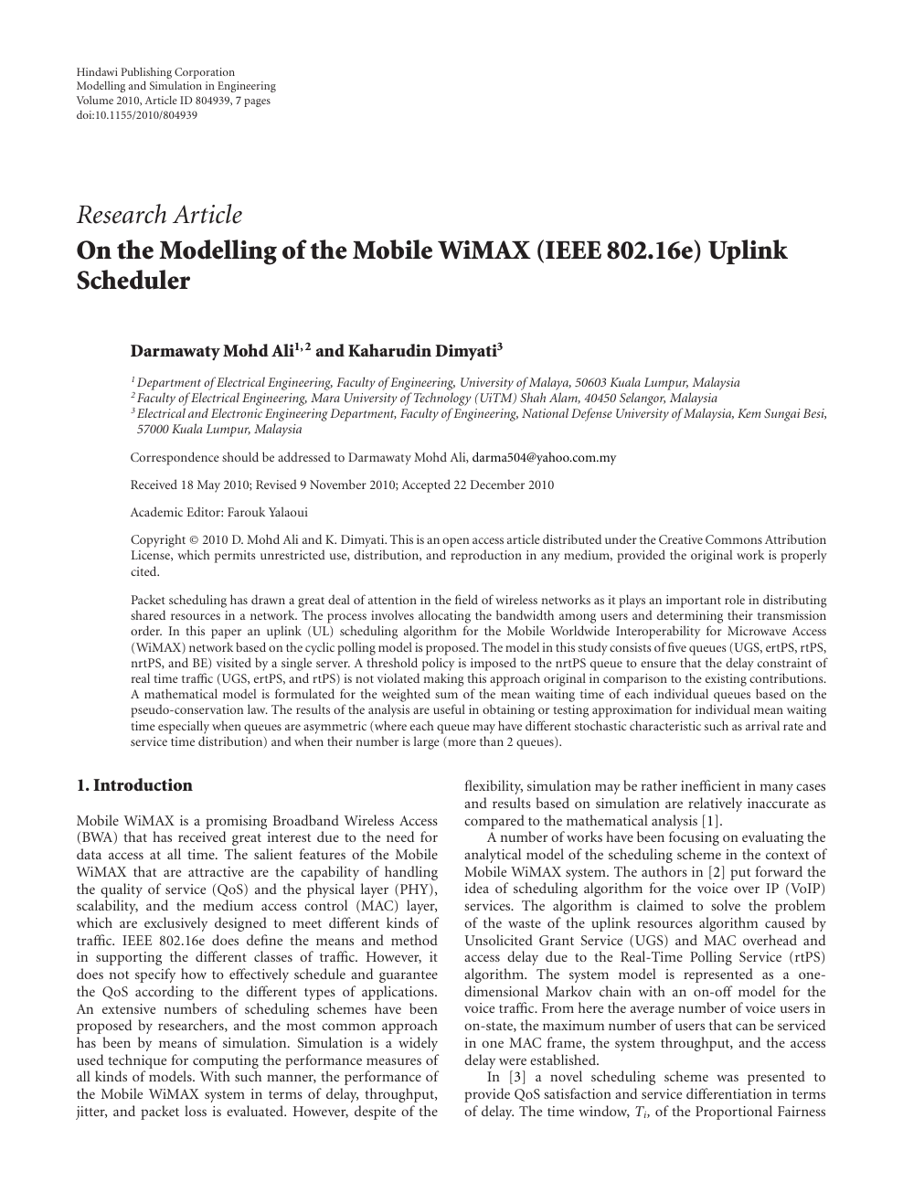 On The Modelling Of The Mobile Wimax Ieee 802 16e Uplink Scheduler Topic Of Research Paper In Electrical Engineering Electronic Engineering Information Engineering Download Scholarly Article Pdf And Read For Free On