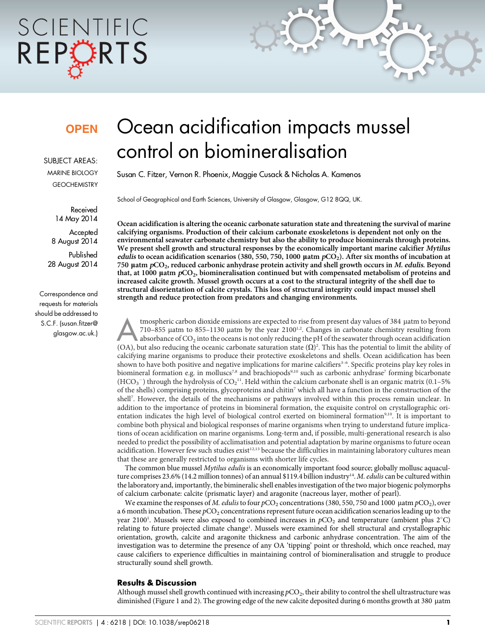 Ocean Acidification Impacts Mussel Control On Biomineralisation Topic Of Research Paper In Biological Sciences Download Scholarly Article Pdf And Read For Free On Cyberleninka Open Science Hub