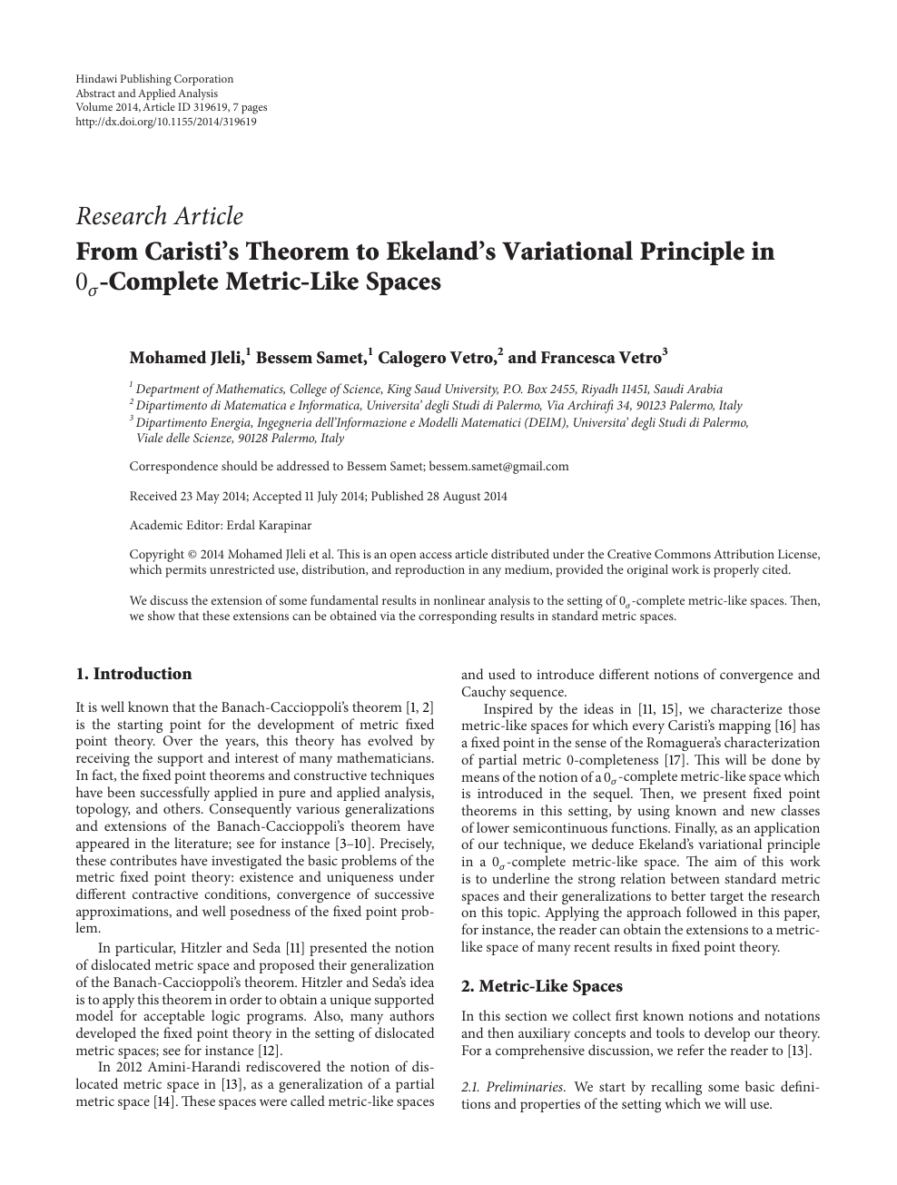 From Caristi S Theorem To Ekeland S Variational Principle In 0 S Complete Metric Like Spaces Topic Of Research Paper In Mathematics Download Scholarly Article Pdf And Read For Free On Cyberleninka Open Science