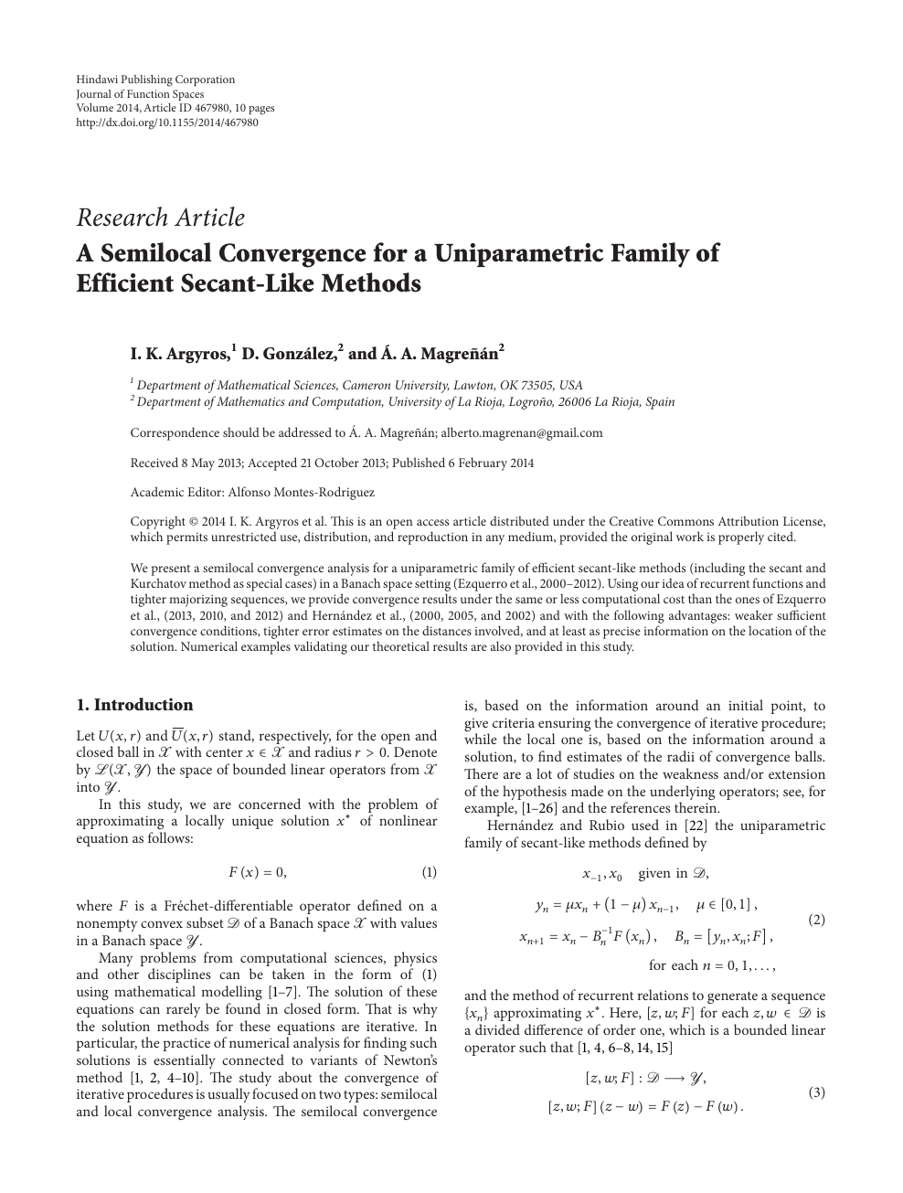 A Semilocal Convergence For A Uniparametric Family Of Efficient Secant Like Methods Topic Of Research Paper In Mathematics Download Scholarly Article Pdf And Read For Free On Cyberleninka Open Science Hub