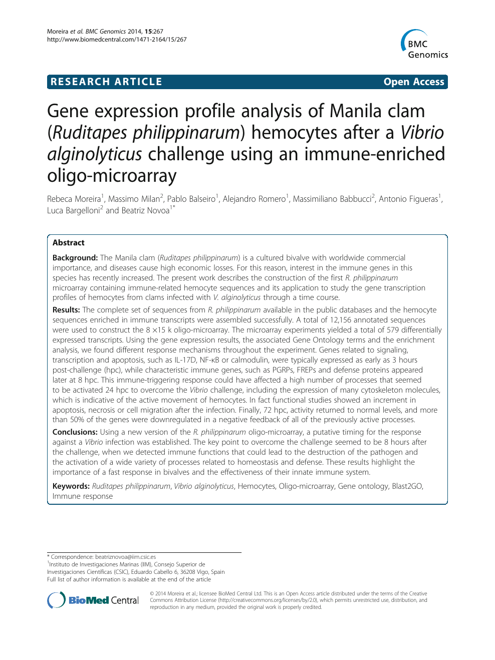 Gene expression profile analysis of Manila clam (Ruditapes 