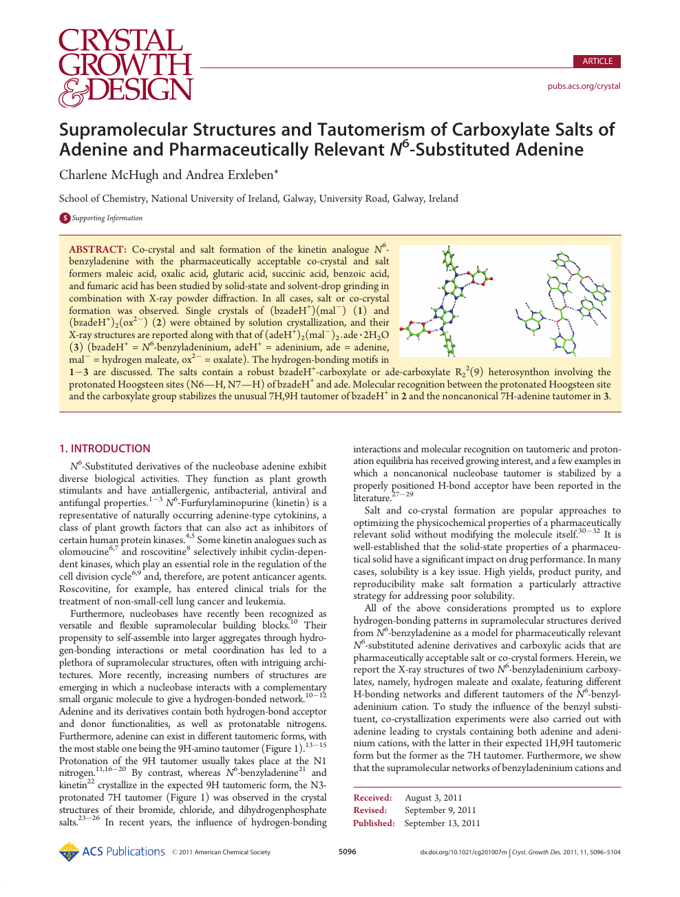 Supramolecular Structures And Tautomerism Of Carboxylate Salts Of Adenine And Pharmaceutically Relevant N 6 Substituted Adenine Topic Of Research Paper In Chemical Sciences Download Scholarly Article Pdf And Read For Free