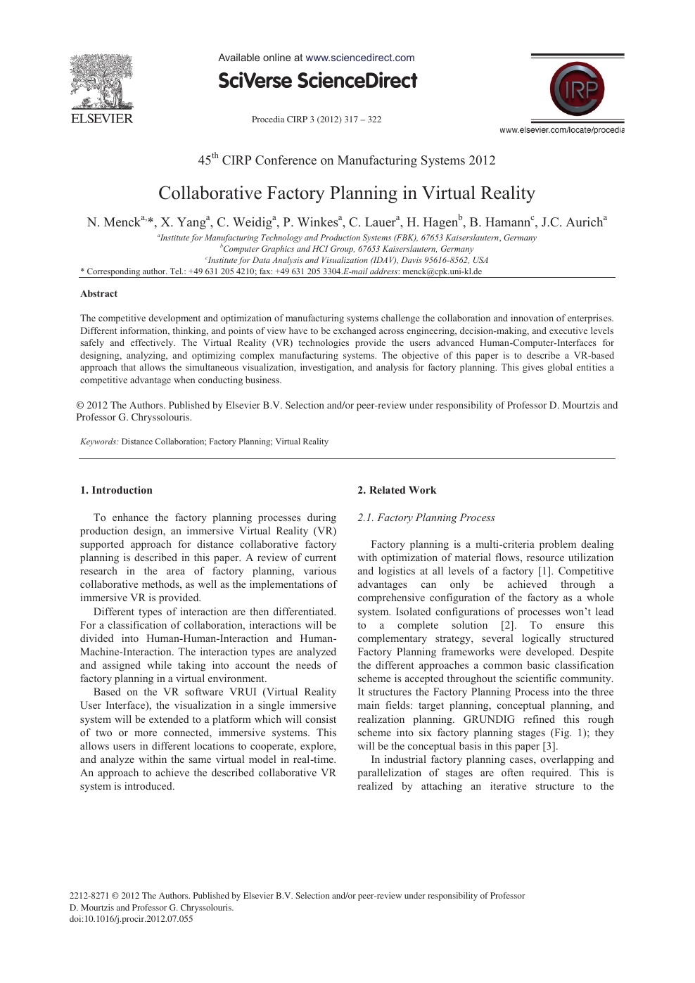 Collaborative Factory Planning In Virtual Reality Topic Of Research Paper In Computer And Information Sciences Download Scholarly Article Pdf And Read For Free On Cyberleninka Open Science Hub