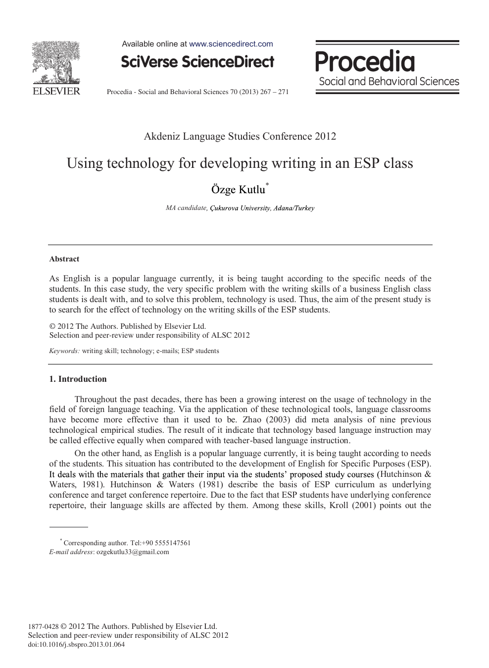 Using Technology For Developing Writing In An Esp Class Topic Of Research Paper In Educational Sciences Download Scholarly Article Pdf And Read For Free On Cyberleninka Open Science Hub