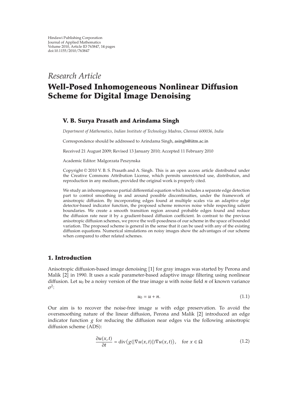 Well Posed Inhomogeneous Nonlinear Diffusion Scheme For Digital Image Denoising Topic Of Research Paper In Mathematics Download Scholarly Article Pdf And Read For Free On Cyberleninka Open Science Hub