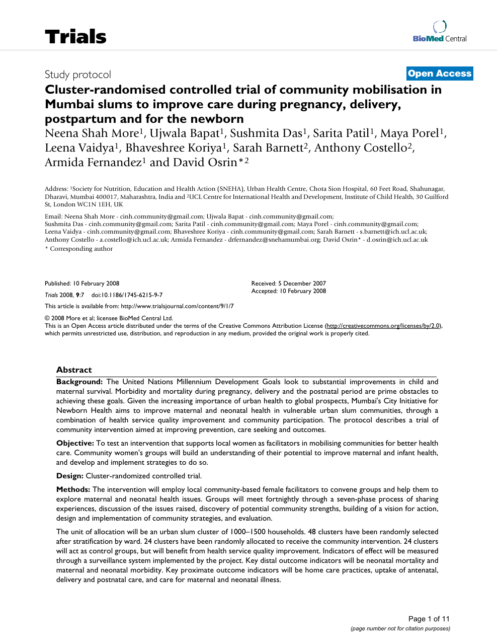 Cluster Randomised Controlled Trial Of Community Mobilisation In