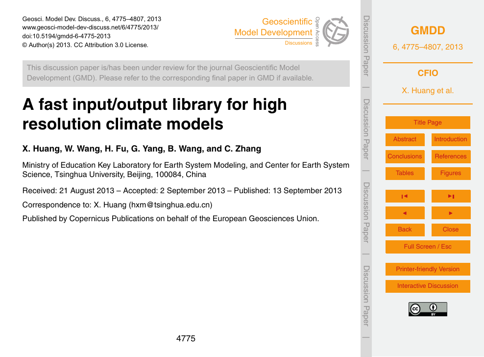 A Fast Input Output Library For High Resolution Climate Models Topic Of Research Paper In Earth And Related Environmental Sciences Download Scholarly Article Pdf And Read For Free On Cyberleninka Open Science
