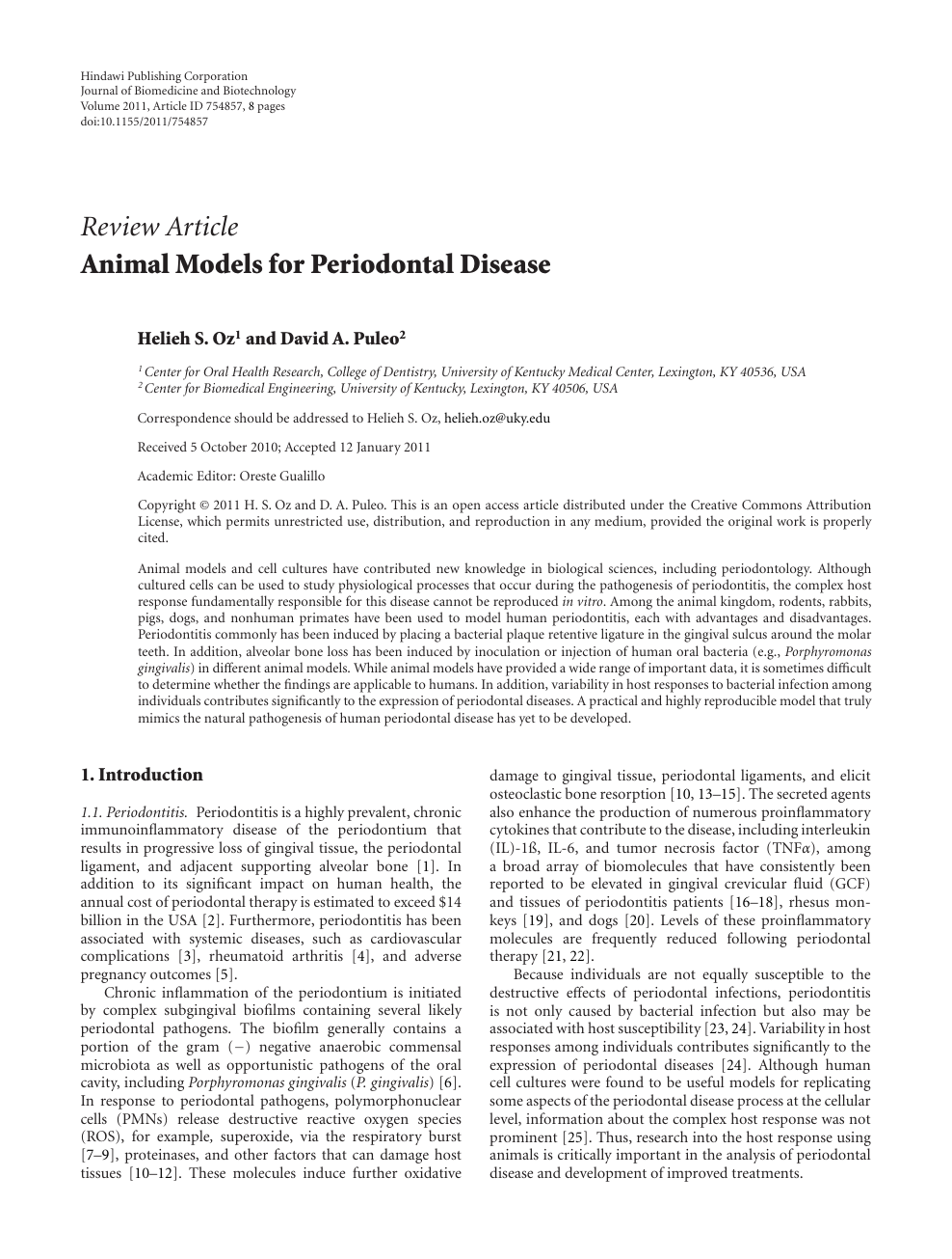Animal Models for Periodontal Disease – topic of research paper in  Biological sciences. Download scholarly article PDF and read for free on  CyberLeninka open science hub.