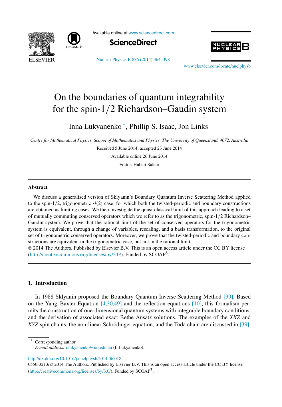 On The Boundaries Of Quantum Integrability For The Spin 1 2 Richardson Gaudin System Topic Of Research Paper In Physical Sciences Download Scholarly Article Pdf And Read For Free On Cyberleninka Open Science Hub