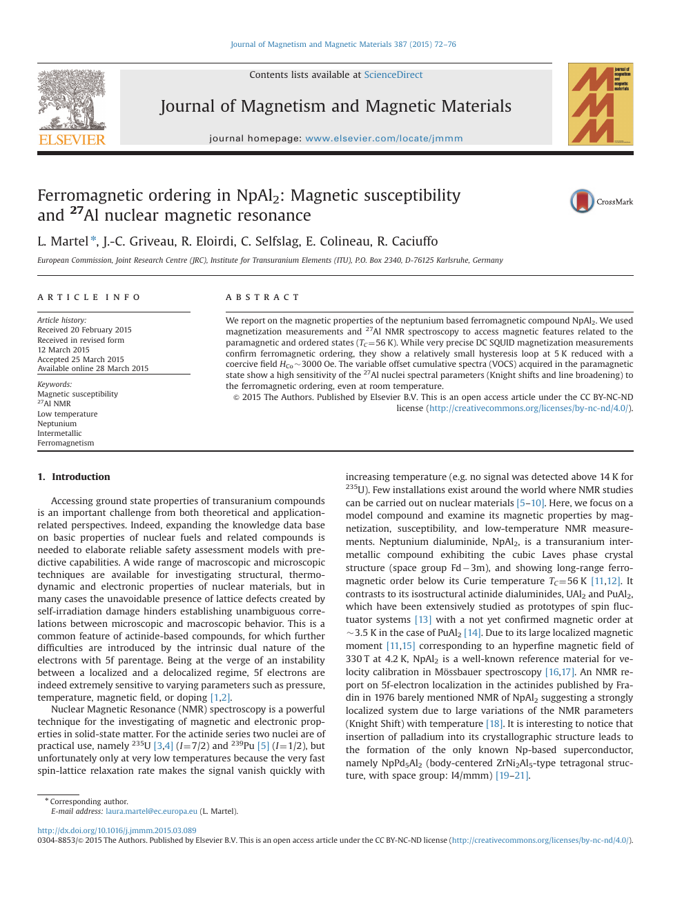 Ferromagnetic Ordering In Npal2 Magnetic Susceptibility And 27al Nuclear Magnetic Resonance Topic Of Research Paper In Materials Engineering Download Scholarly Article Pdf And Read For Free On Cyberleninka Open Science Hub