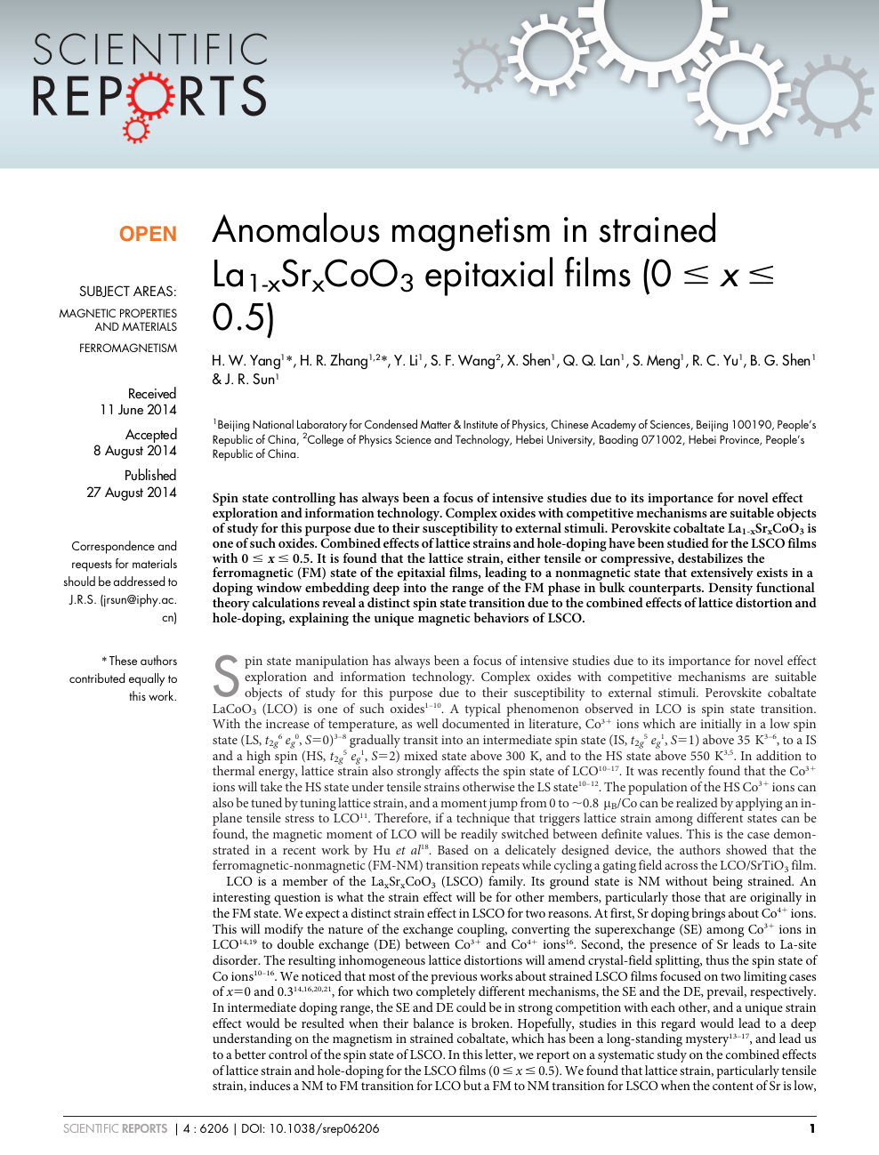 Anomalous Magnetism In Strained La1 Xsrxcoo3 Epitaxial Films 0 X 0 5 Topic Of Research Paper In Nano Technology Download Scholarly Article Pdf And Read For Free On Cyberleninka Open Science Hub