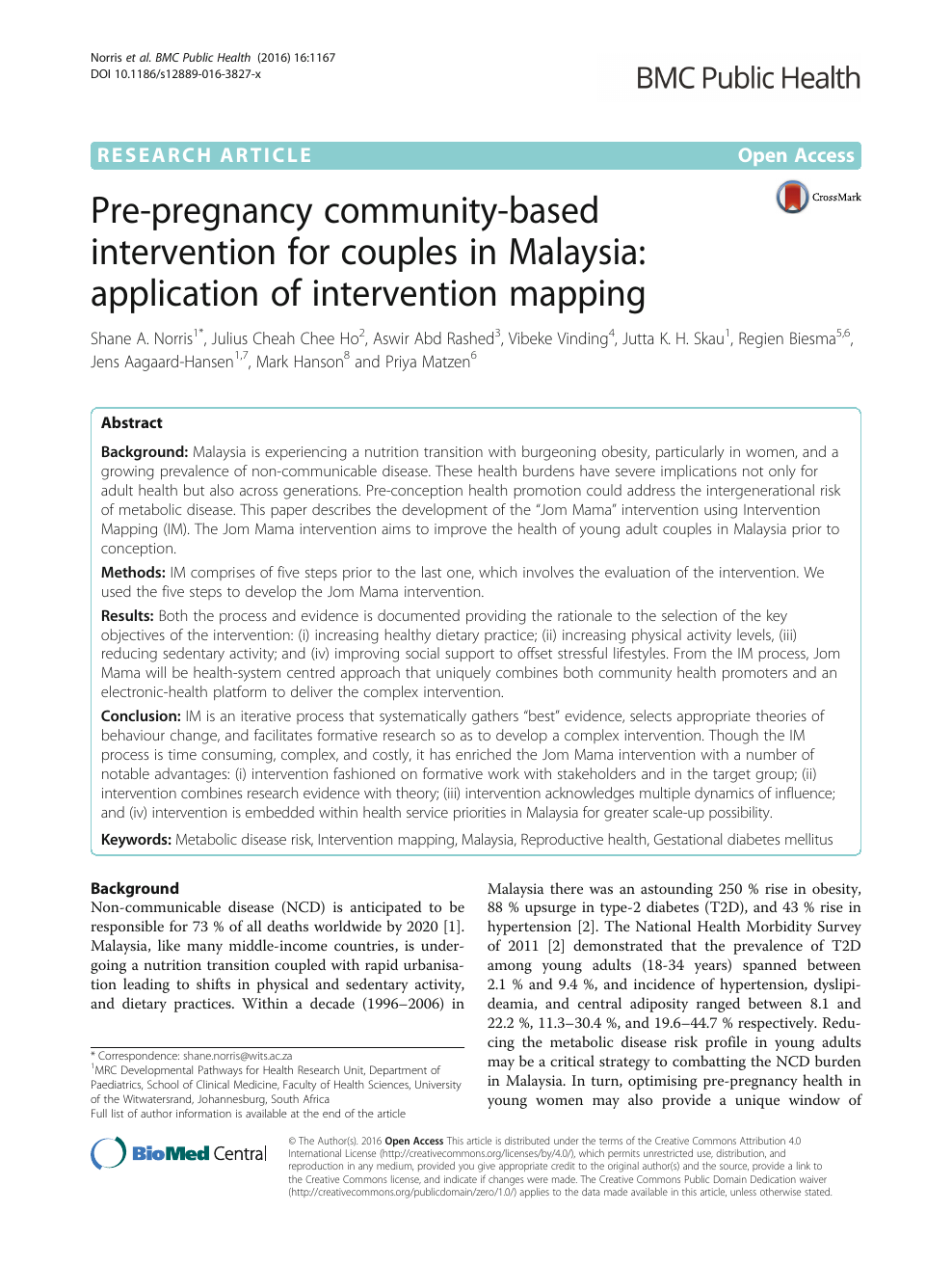 Pre Pregnancy Community Based Intervention For Couples In Malaysia Application Of Intervention Mapping Topic Of Research Paper In Economics And Business Download Scholarly Article Pdf And Read For Free On Cyberleninka Open Science