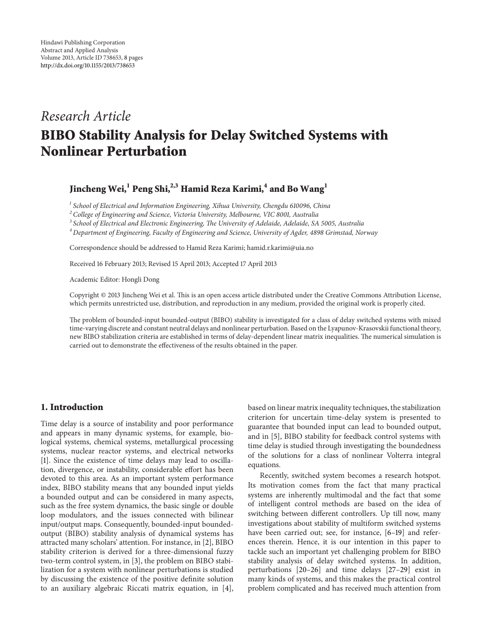 Bibo Stability Analysis For Delay Switched Systems With Nonlinear Perturbation Topic Of Research Paper In Mathematics Download Scholarly Article Pdf And Read For Free On Cyberleninka Open Science Hub