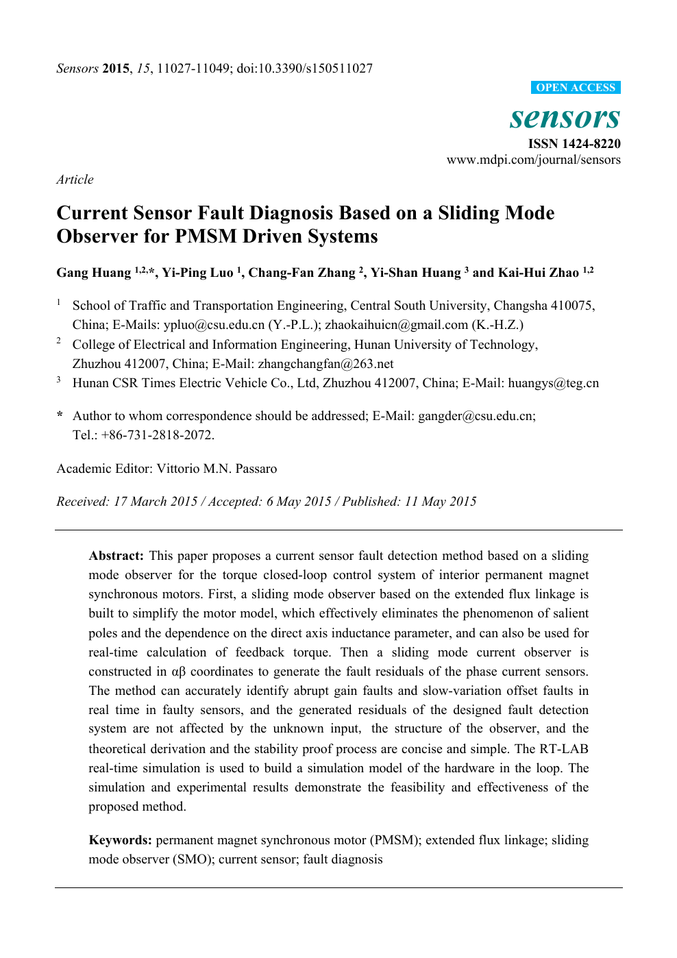Current Sensor Fault Diagnosis Based On A Sliding Mode Observer For Pmsm Driven Systems Topic Of Research Paper In Electrical Engineering Electronic Engineering Information Engineering Download Scholarly Article Pdf And Read