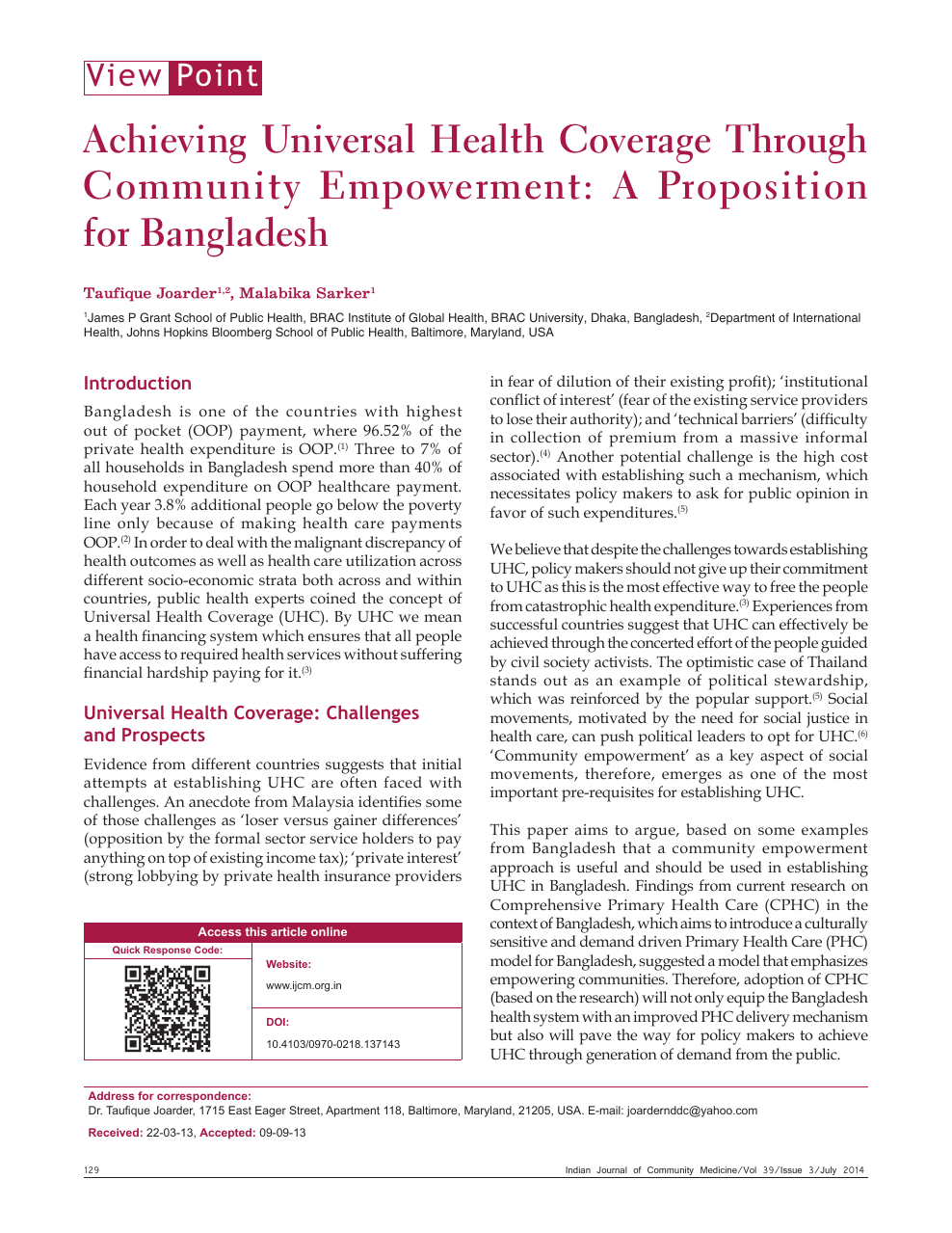 Achieving Universal Health Coverage Through Community Empowerment A Proposition For Bangladesh Topic Of Research Paper In Economics And Business Download Scholarly Article Pdf And Read For Free On Cyberleninka Open Science