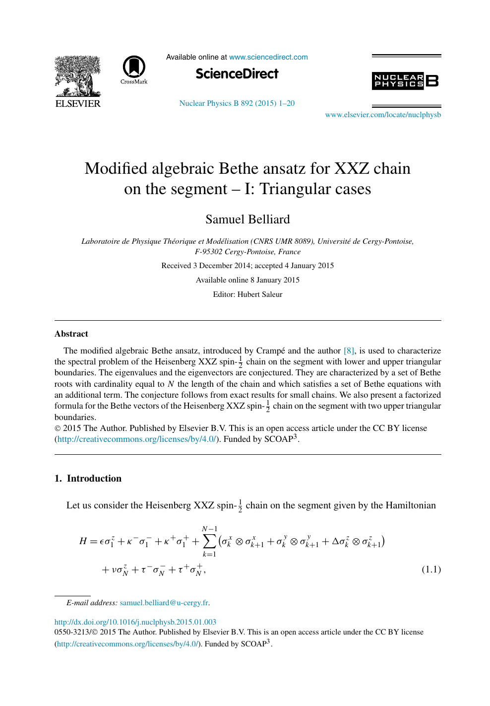 Modified Algebraic Bethe Ansatz For Xxz Chain On The Segment I Triangular Cases Topic Of Research Paper In Physical Sciences Download Scholarly Article Pdf And Read For Free On Cyberleninka