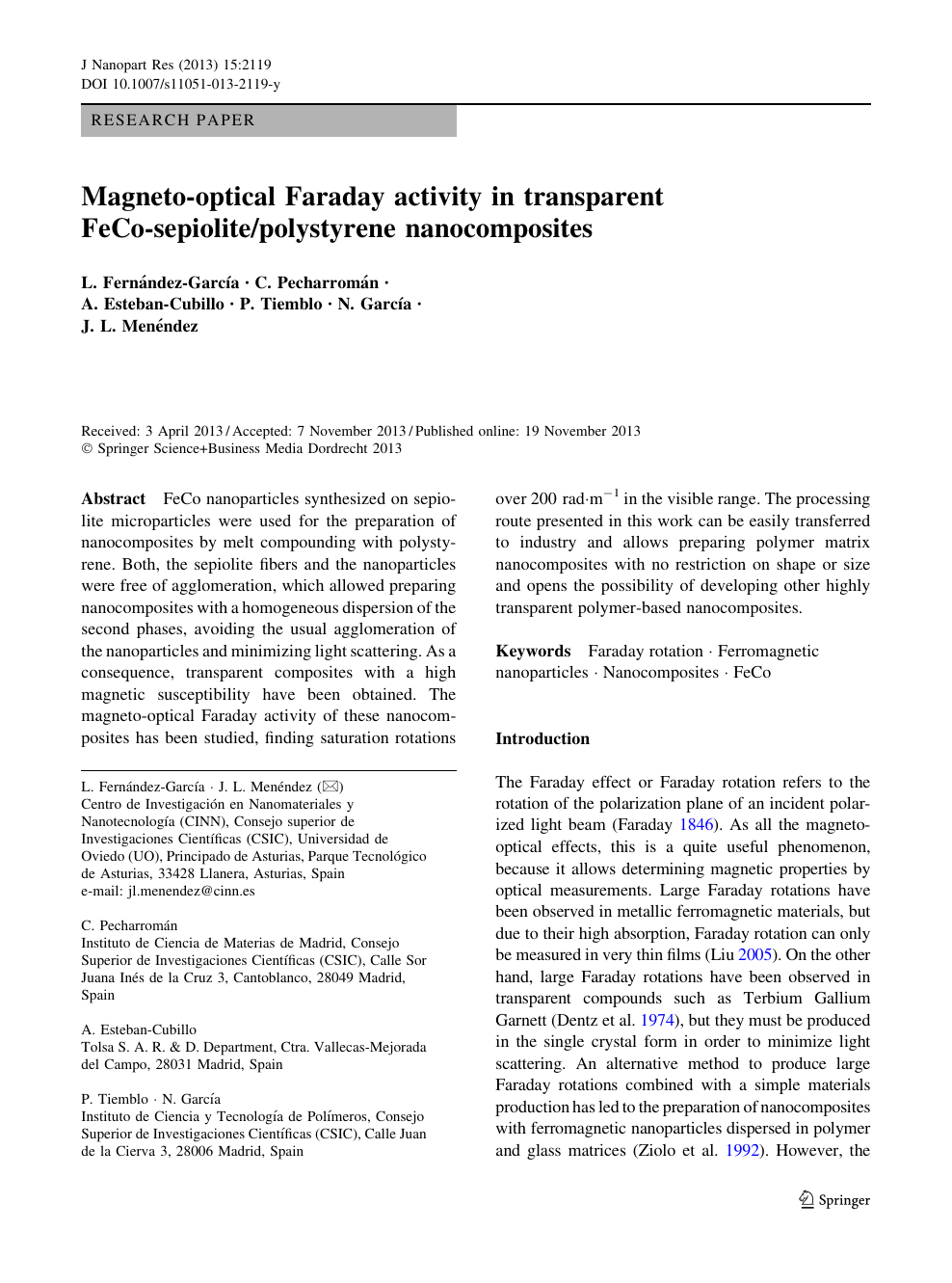 Magneto Optical Faraday Activity In Transparent Feco Sepiolite Polystyrene Nanocomposites Topic Of Research Paper In Nano Technology Download Scholarly Article Pdf And Read For Free On Cyberleninka Open Science Hub
