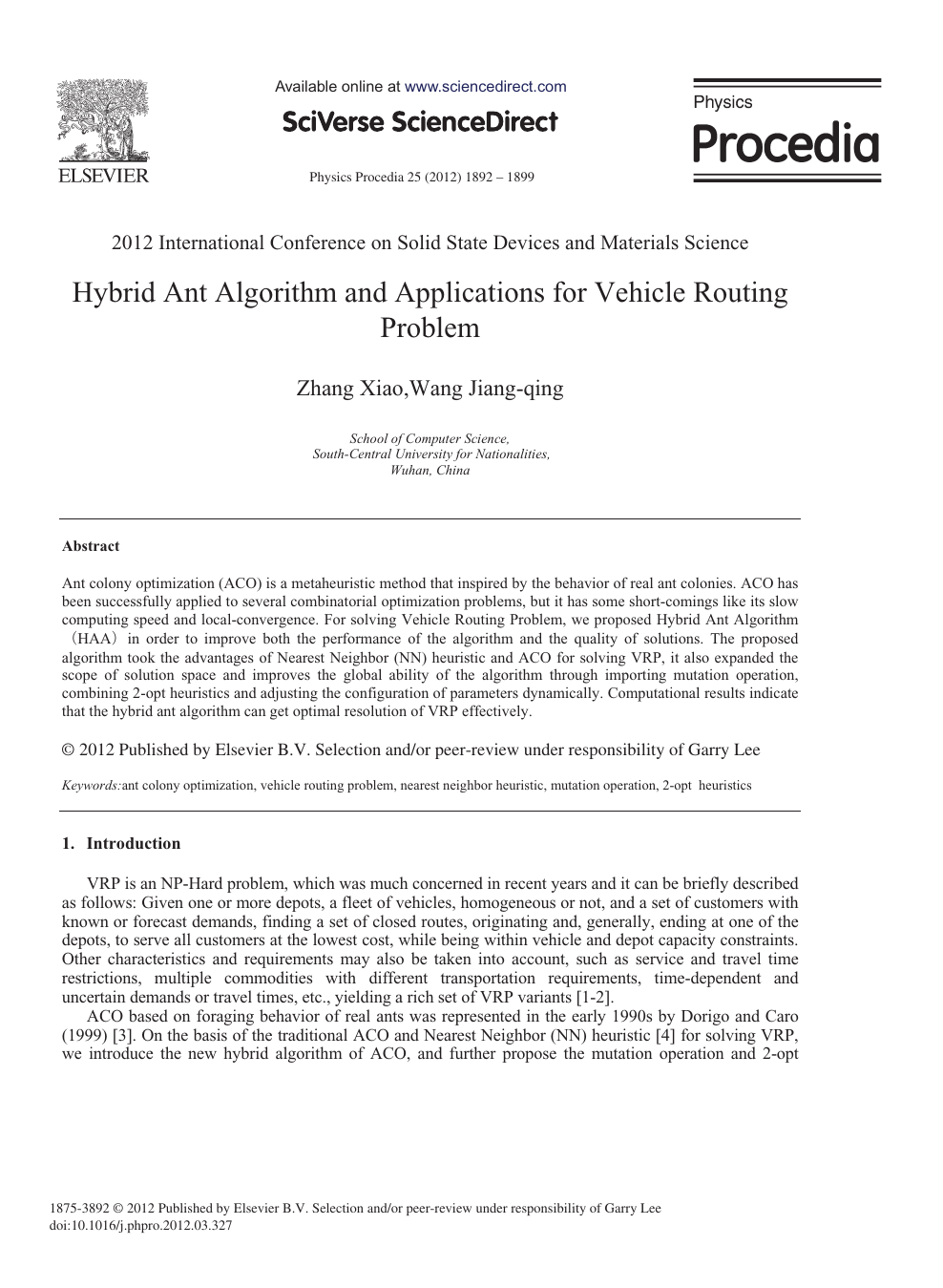 PDF] Solving the Capacitated Vehicle Routing Problem Based on Improved  Ant-clustering Algorithm