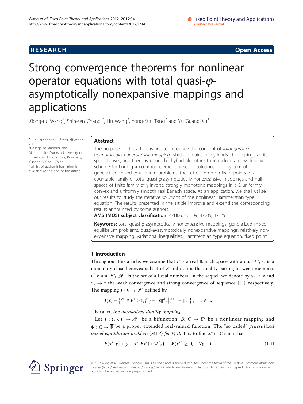 Strong Convergence Theorems For Nonlinear Operator Equations With Total Quasi ϕ Asymptotically Nonexpansive Mappings And Applications Topic Of Research Paper In Mathematics Download Scholarly Article Pdf And Read For Free On Cyberleninka Open