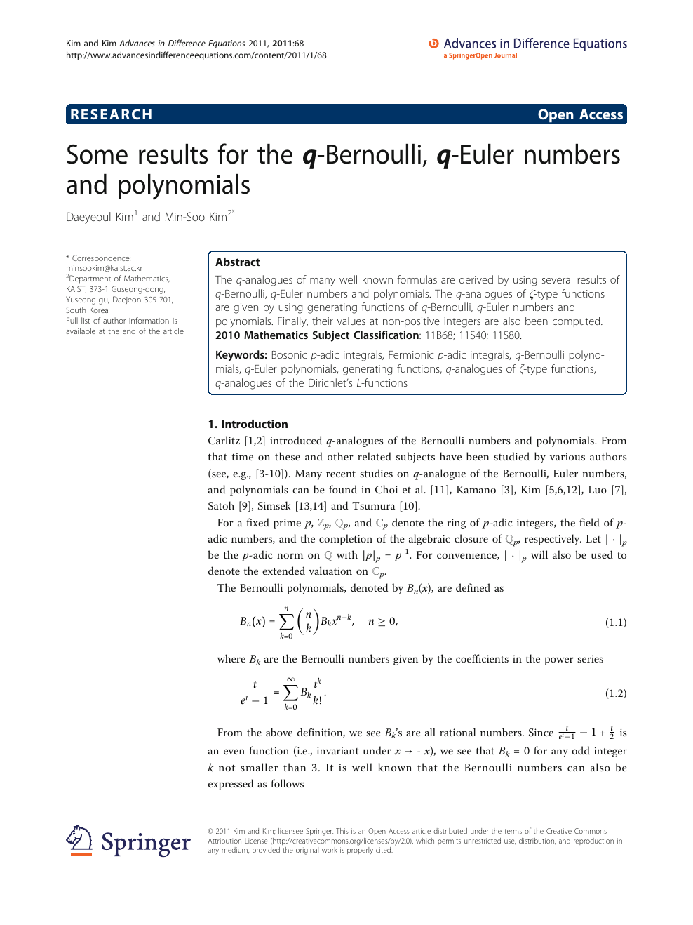 Some Results For The Q Bernoulli Q Euler Numbers And Polynomials Topic Of Research Paper In Mathematics Download Scholarly Article Pdf And Read For Free On Cyberleninka Open Science Hub