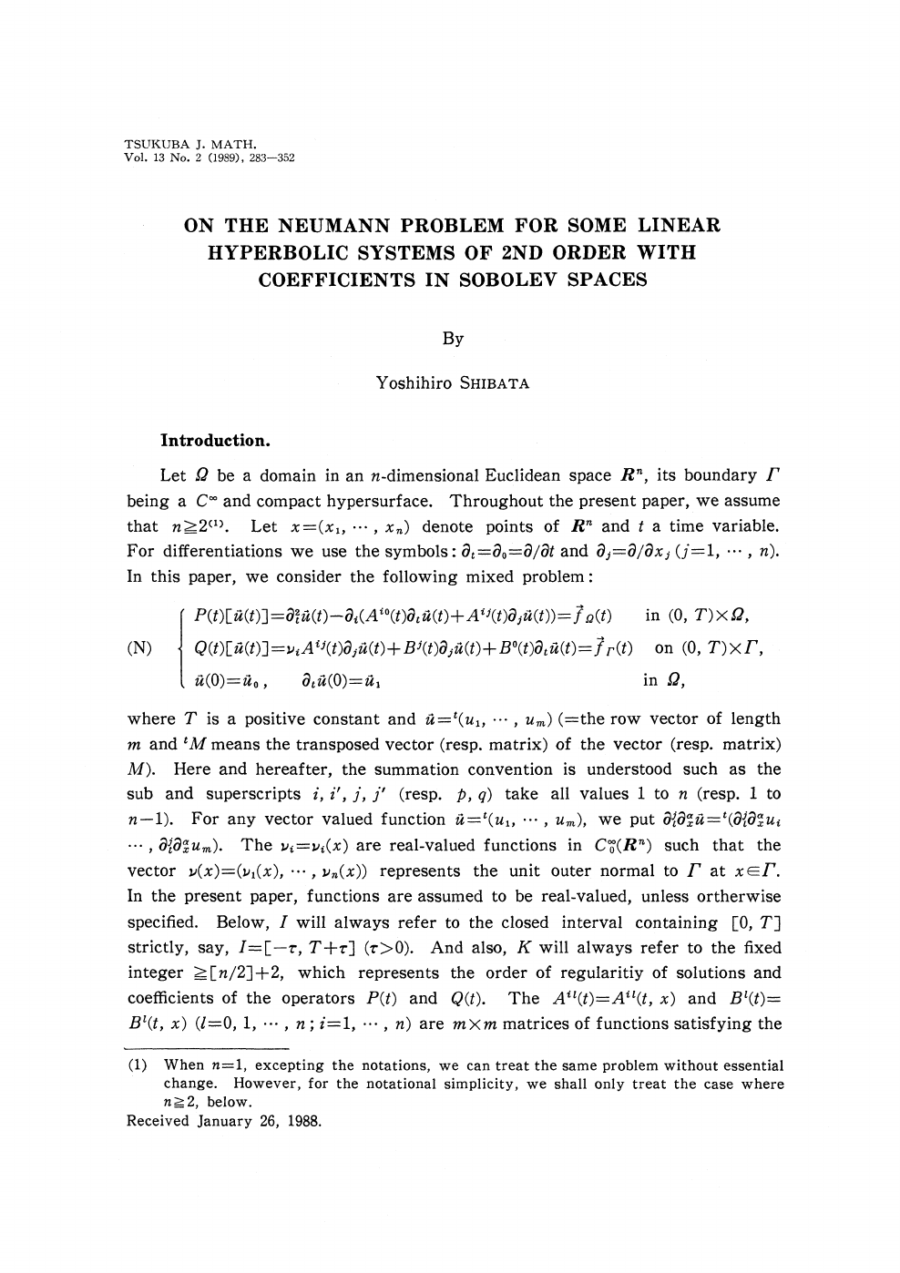 On The Neumann Problem For Some Linear Hyperbolic Systems Of 2nd Order With Coeffcients In Sobolev Spaces Topic Of Research Paper In Mathematics Download Scholarly Article Pdf And Read For Free