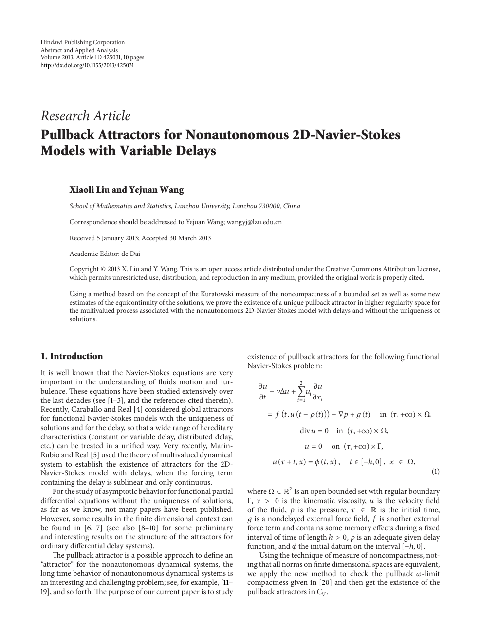 Pullback Attractors For Nonautonomous 2d Navier Stokes Models With Variable Delays Topic Of Research Paper In Mathematics Download Scholarly Article Pdf And Read For Free On Cyberleninka Open Science Hub