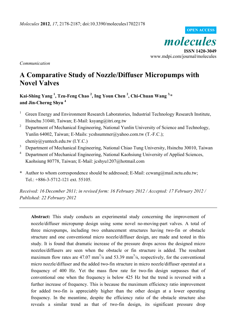 A Comparative Study Of Nozzle Diffuser Micropumps With Novel Valves Topic Of Research Paper In Mechanical Engineering Download Scholarly Article Pdf And Read For Free On Cyberleninka Open Science Hub