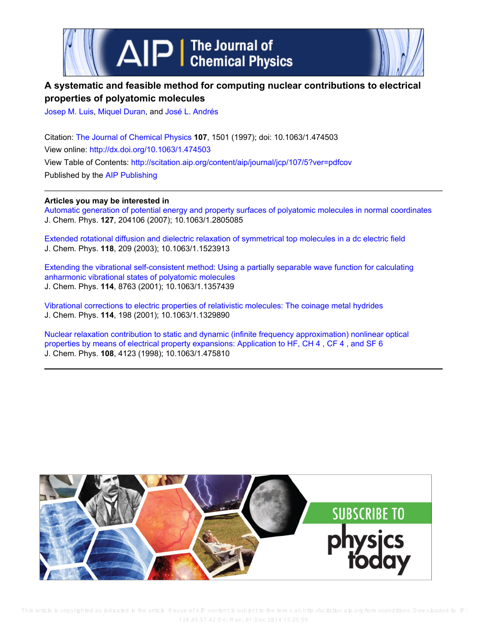 A Systematic And Feasible Method For Computing Nuclear Contributions To Electrical Properties Of Polyatomic Molecules Topic Of Research Paper In Physical Sciences Download Scholarly Article Pdf And Read For Free On