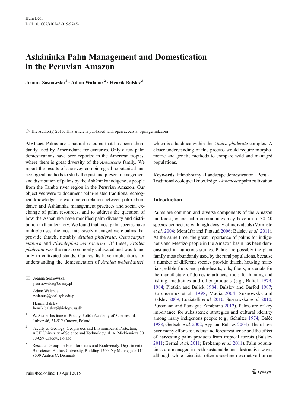 Ashaninka Palm Management And Domestication In The Peruvian Amazon Topic Of Research Paper In Biological Sciences Download Scholarly Article Pdf And Read For Free On Cyberleninka Open Science Hub