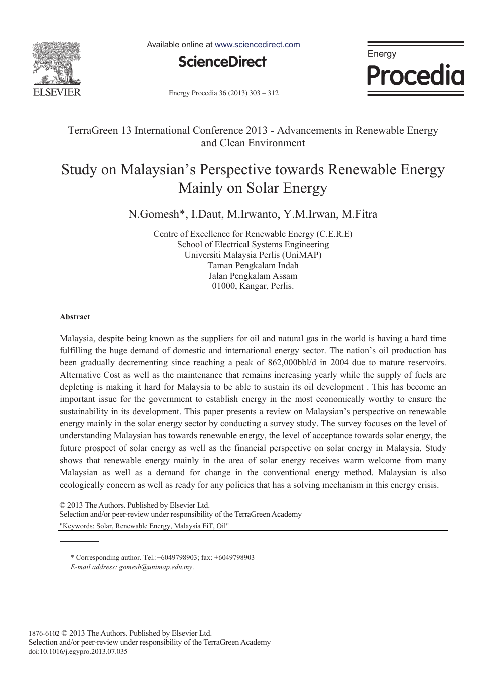 Study On Malaysian S Perspective Towards Renewable Energy Mainly On Solar Energy Topic Of Research Paper In Earth And Related Environmental Sciences Download Scholarly Article Pdf And Read For Free On Cyberleninka