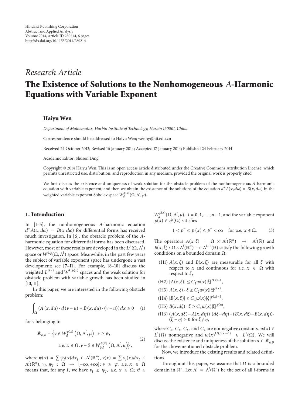 The Existence Of Solutions To The Nonhomogeneous Harmonic Equations With Variable Exponent Topic Of Research Paper In Mathematics Download Scholarly Article Pdf And Read For Free On Cyberleninka Open Science Hub