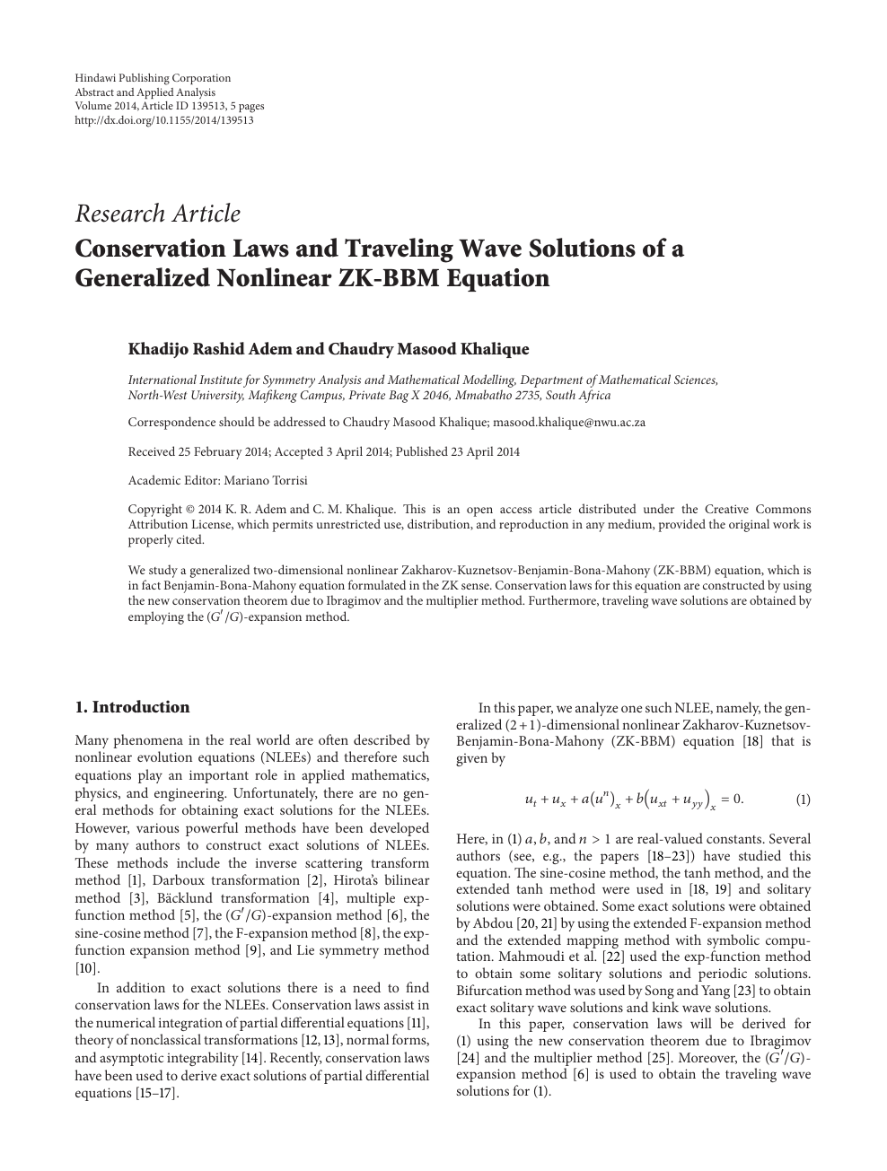 Conservation Laws And Traveling Wave Solutions Of A Generalized Nonlinear Zk m Equation Topic Of Research Paper In Mathematics Download Scholarly Article Pdf And Read For Free On Cyberleninka Open Science Hub