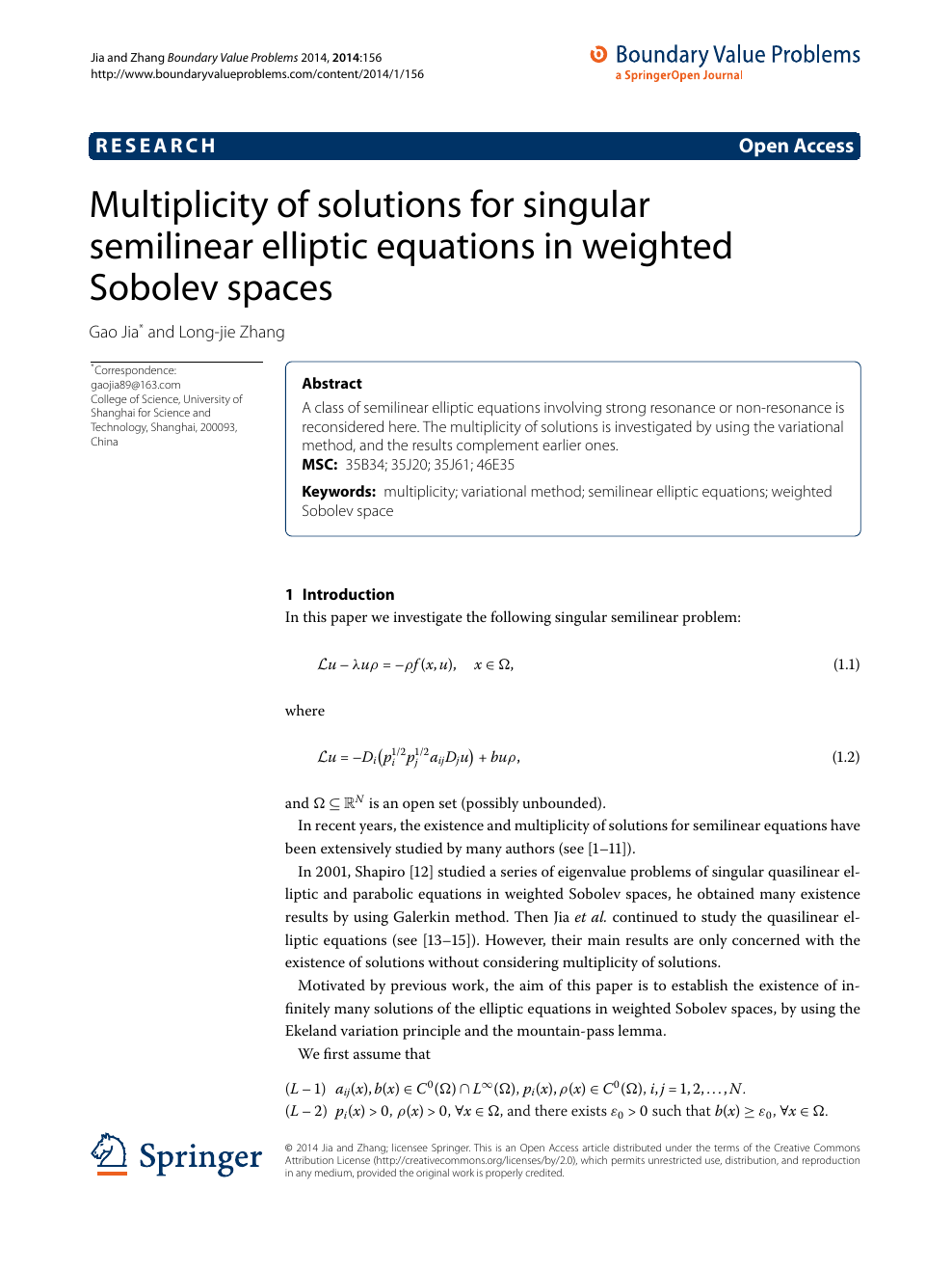 Multiplicity Of Solutions For Singular Semilinear Elliptic Equations In Weighted Sobolev Spaces Topic Of Research Paper In Mathematics Download Scholarly Article Pdf And Read For Free On Cyberleninka Open Science Hub
