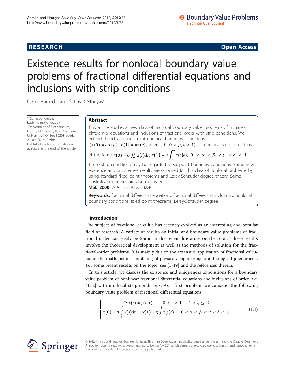 Existence Results For Nonlocal Boundary Value Problems Of Fractional Differential Equations And Inclusions With Strip Conditions Topic Of Research Paper In Mathematics Download Scholarly Article Pdf And Read For Free On