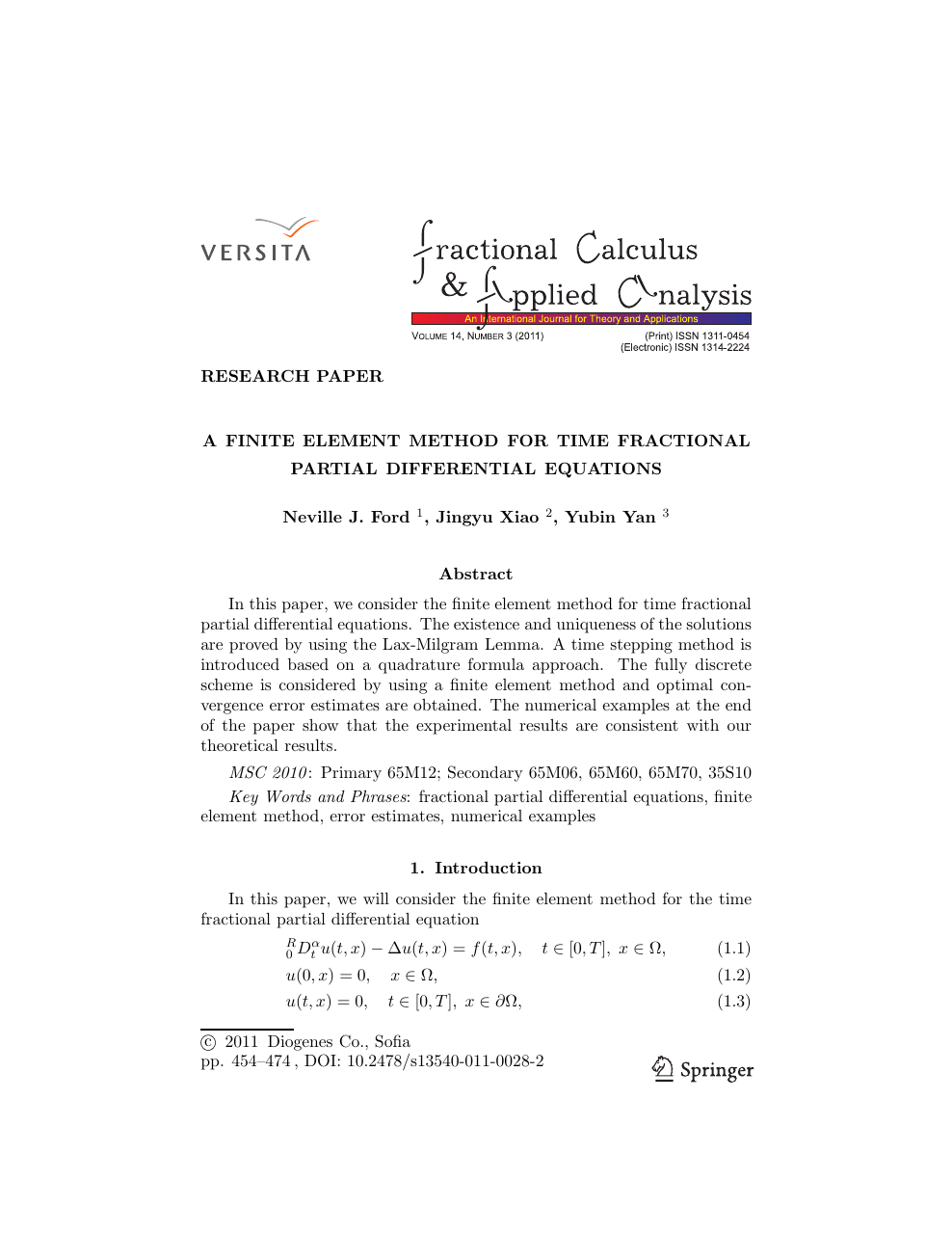 A Finite Element Method For Time Fractional Partial Differential Equations Topic Of Research Paper In Mathematics Download Scholarly Article Pdf And Read For Free On Cyberleninka Open Science Hub