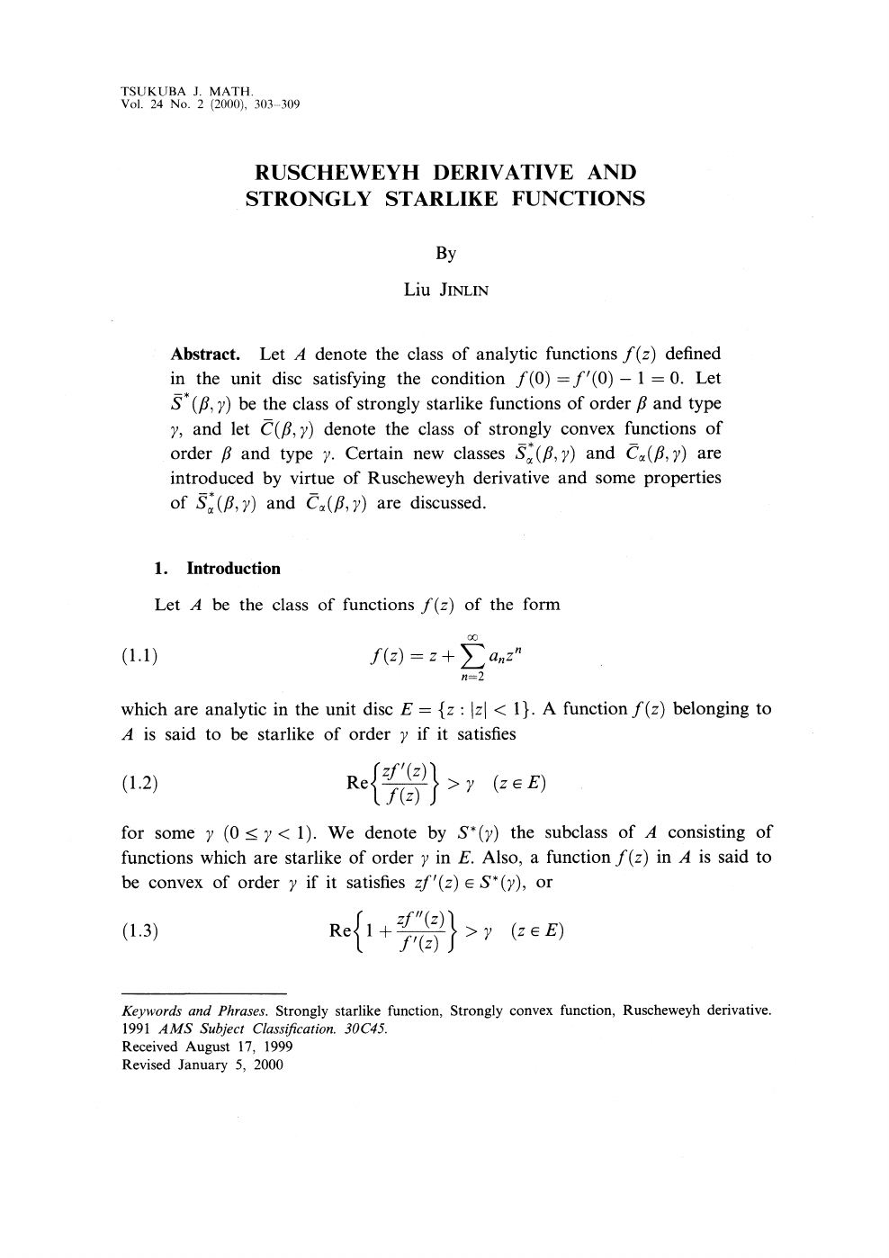Ruscheweyh Derivative And Strongly Starlike Functions Topic Of Research Paper In Mathematics Download Scholarly Article Pdf And Read For Free On Cyberleninka Open Science Hub