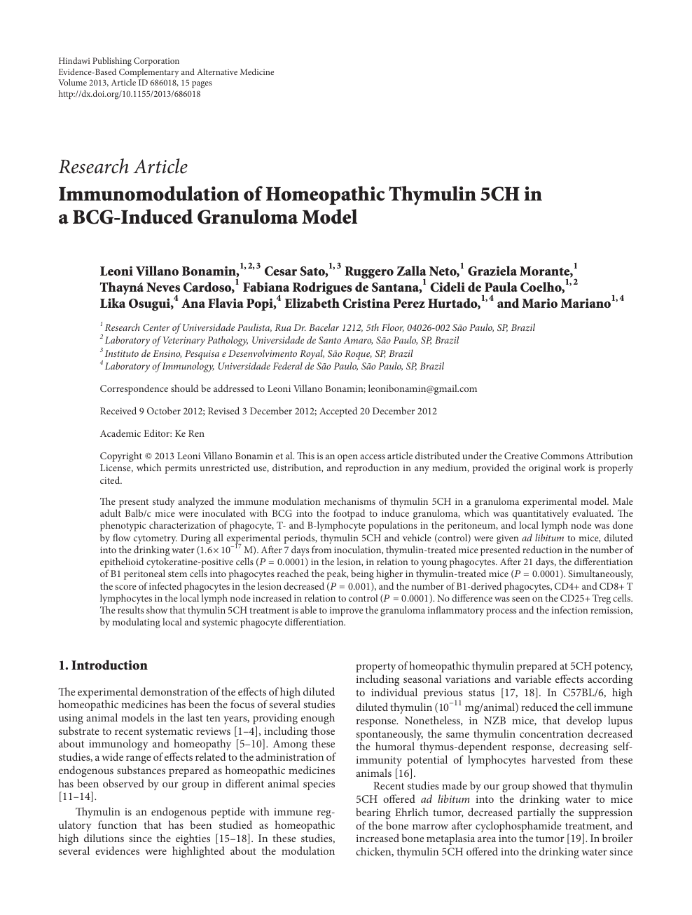 Immunomodulation Of Homeopathic Thymulin 5ch In A g Induced Granuloma Model Topic Of Research Paper In Veterinary Science Download Scholarly Article Pdf And Read For Free On Cyberleninka Open Science Hub