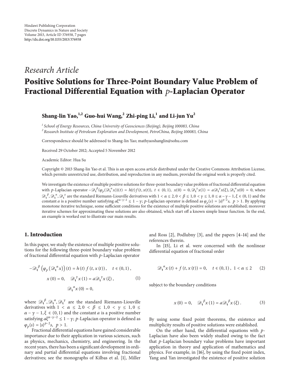 Positive Solutions For Three Point Boundary Value Problem Of Fractional Differential Equation With Laplacian Operator Topic Of Research Paper In Mathematics Download Scholarly Article Pdf And Read For Free On Cyberleninka Open