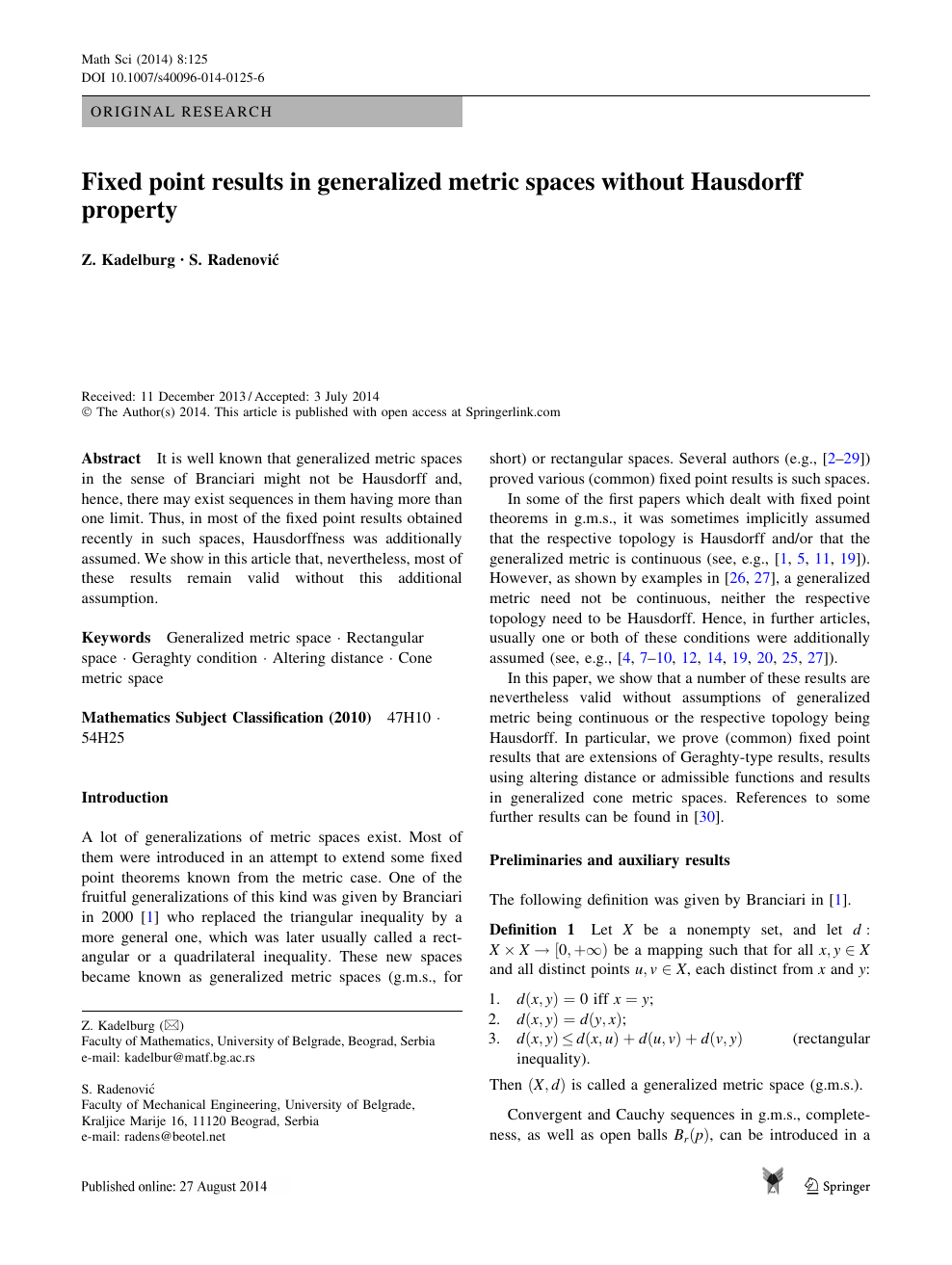 Fixed Point Results In Generalized Metric Spaces Without Hausdorff Property Topic Of Research Paper In Mathematics Download Scholarly Article Pdf And Read For Free On Cyberleninka Open Science Hub