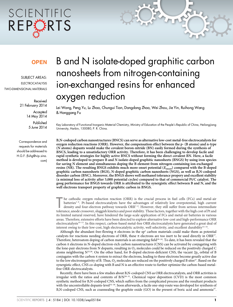 B And N Isolate Doped Graphitic Carbon Nanosheets From Nitrogen Containing Ion Exchanged Resins For Enhanced Oxygen Reduction Topic Of Research Paper In Nano Technology Download Scholarly Article Pdf And Read For Free On Cyberleninka