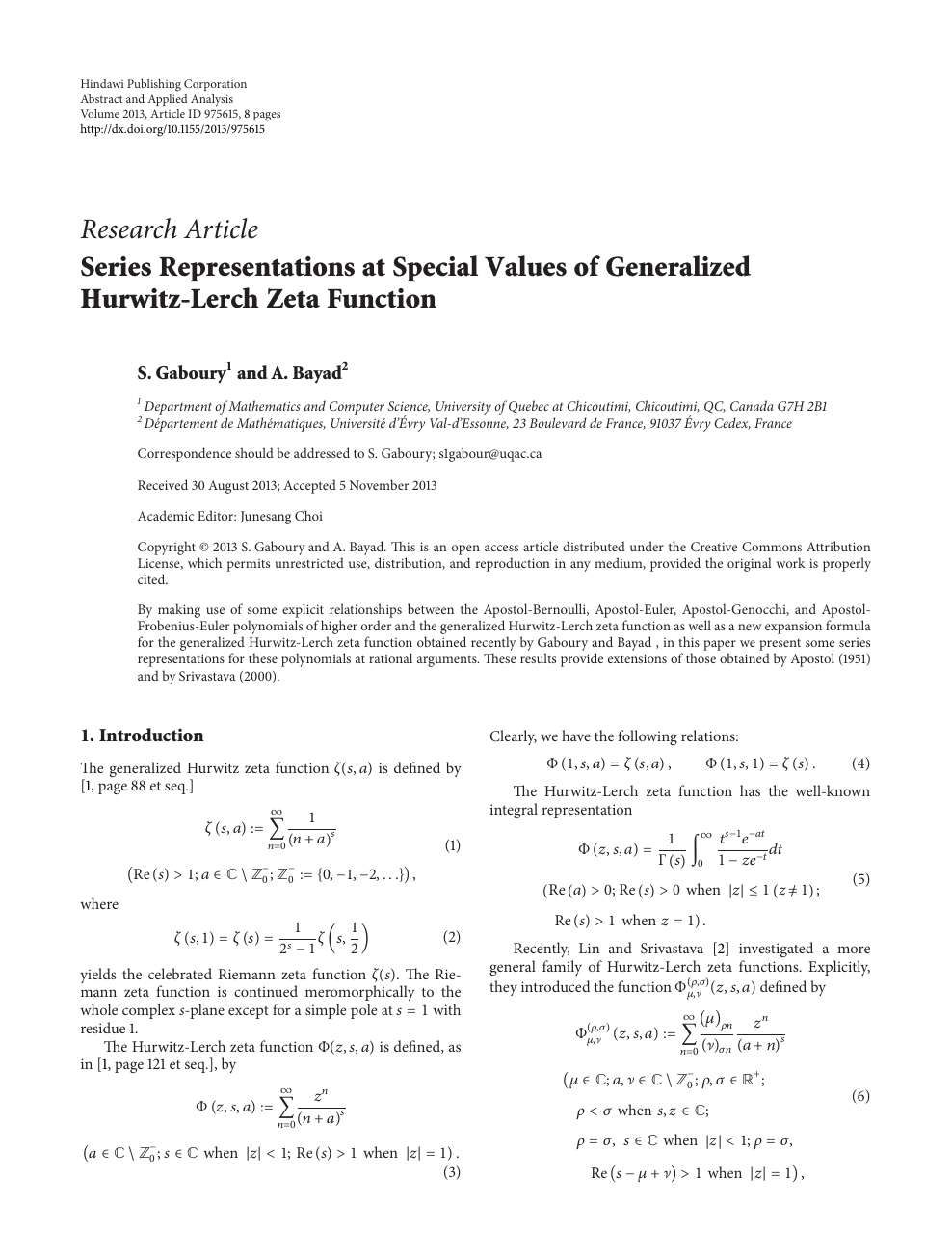 Series Representations At Special Values Of Generalized Hurwitz Lerch Zeta Function Topic Of Research Paper In Mathematics Download Scholarly Article Pdf And Read For Free On Cyberleninka Open Science Hub